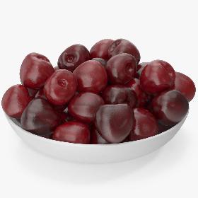 3D Sweet Cherries on a Plate v 2